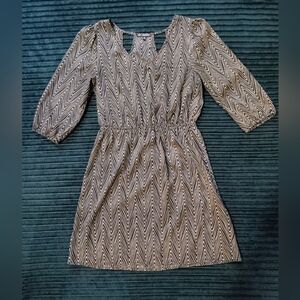 Elegant Black and White Chevron Dress